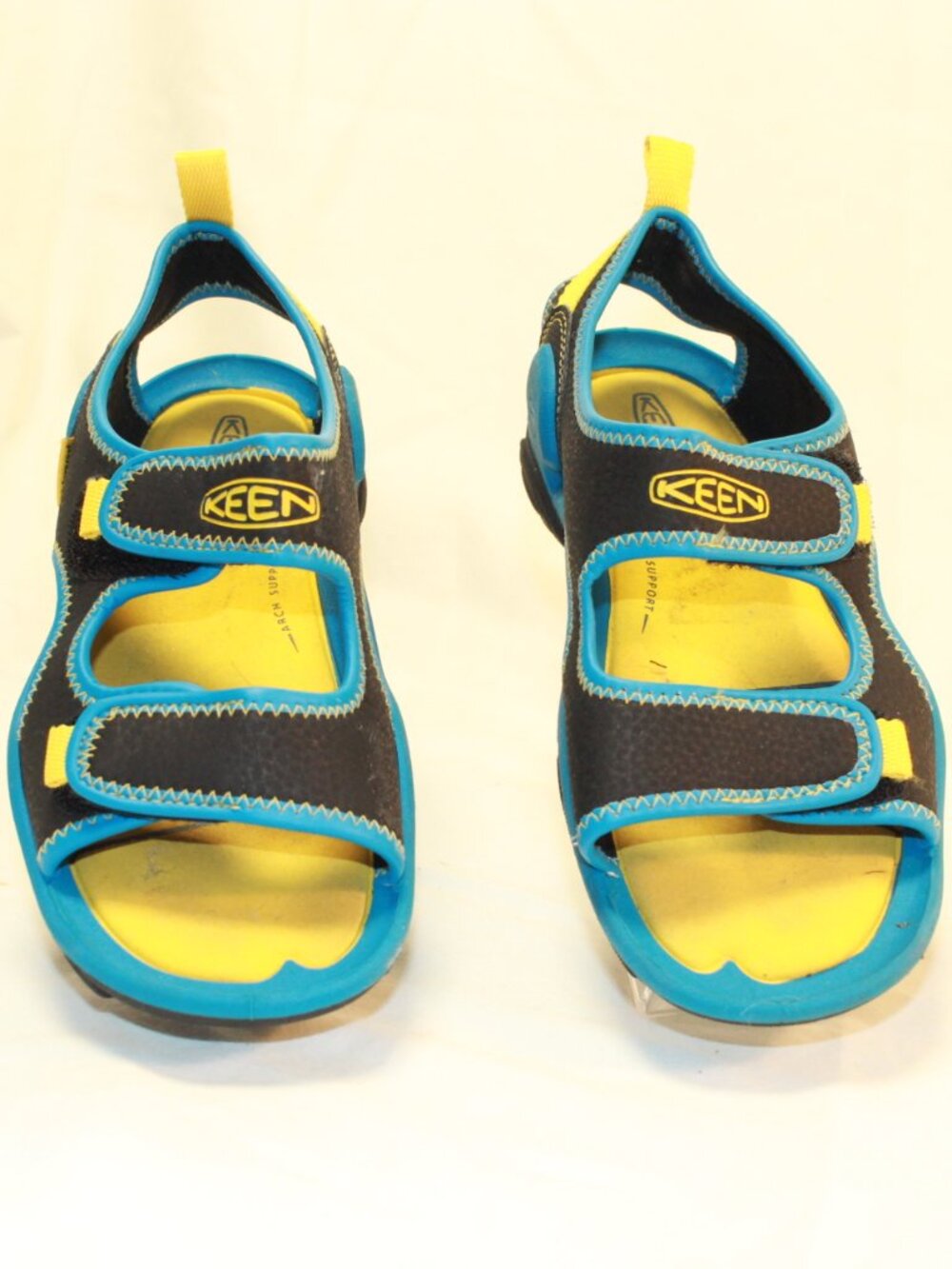 Keen Big Kid Size 1 Black Blue Yellow KNOTCH CREEK Open Toe Waterproof Sandals